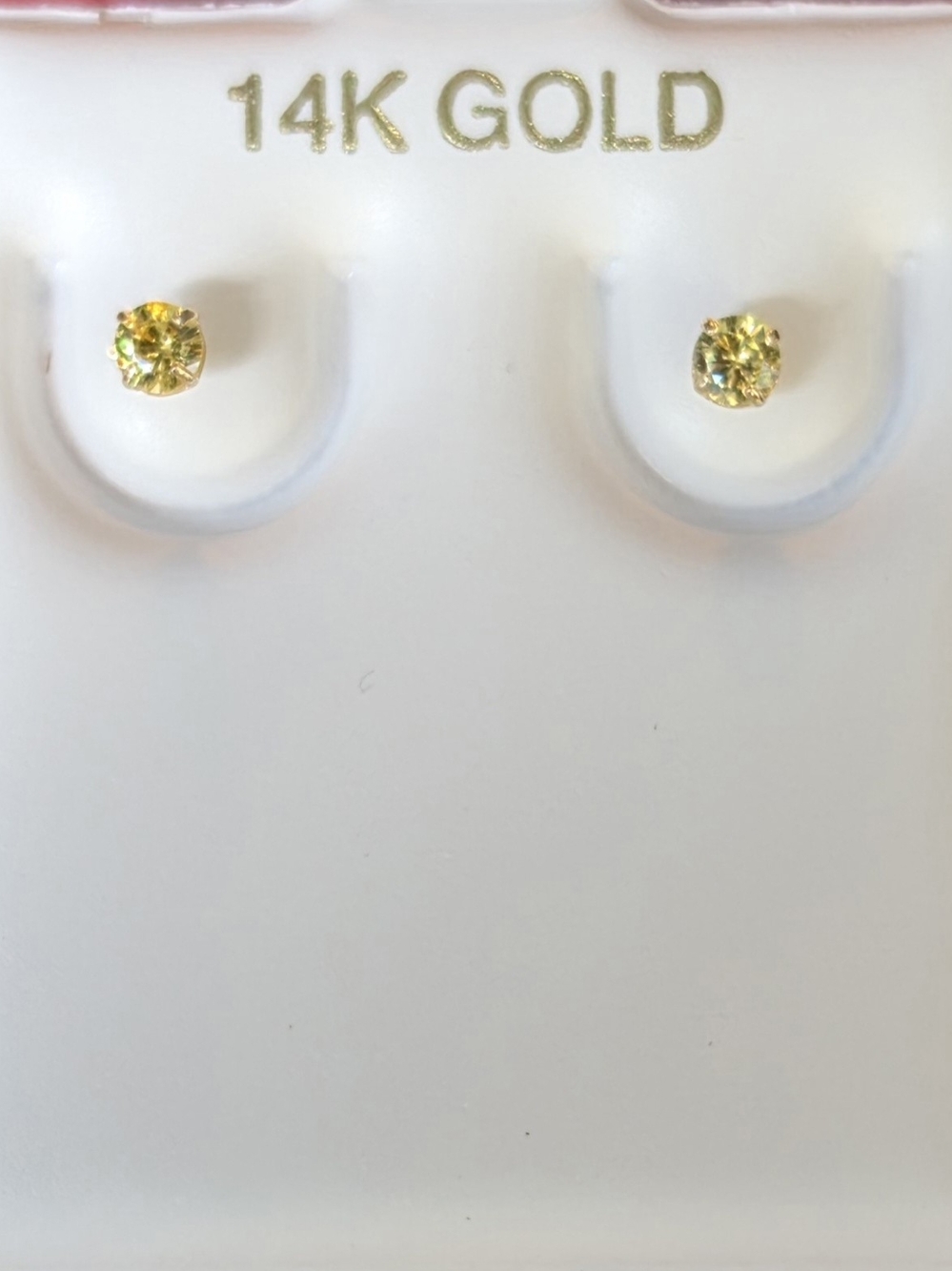 14K Gold 1/2ct Canary Yellow Gemstone Stud Earrings